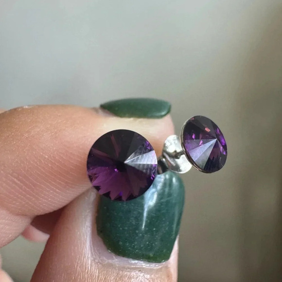 925 Sterling Silver Circle Set with Fine Austrian crystals - Picture 10 of 12